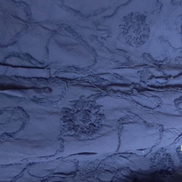 Max Studio Drawstring Navy Chenille Flower Skirt - Picture 3 of 3